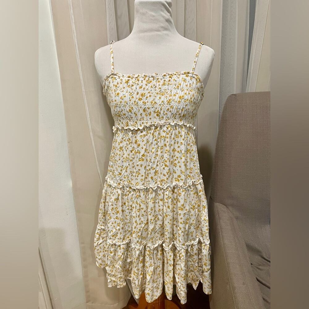 Aeropostal yellow and white floral dress XS
